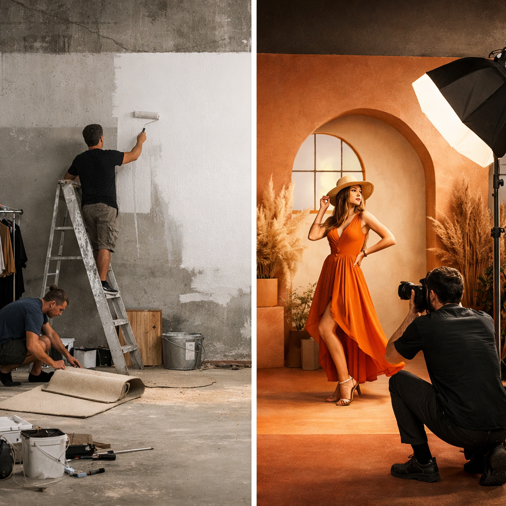 Por que adaptamos e pintamos o estúdio para cada campanha de moda